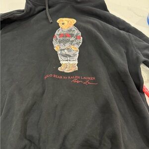 Ralph Lauren Black Hoodie with Polo Bear Design